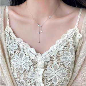 Moon and Stars Sterling Silver Necklace.